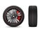 Sport car wheel with red brake gear