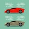 Sport cars in flat color style.