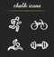 Sport chalk icons set