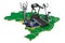 Sport clubs in Brazil. Fitness, exercise equipments on Brazilian map. 3D rendering