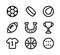 Sport Collection Icons Vector. Isolated icons on sports, football, basketball, tennis, baseball