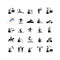 Sport competition black glyph icons set on white space