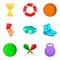 Sport competitions icons set, cartoon style