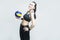 Sport Concepts and Ideas. Professional Female Volleyball Athlete With Ball