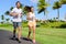 Sport couple exercising running outside on street