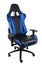 Sport design gaming armchair made of black and blue leather