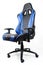 Sport design gaming armchair made of black and blue leather, Side view,