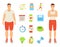 Sport and Diet Men and Icons Vector Illustration