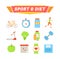 Sport and Diet Poster Icons Vector Illustration