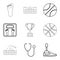 Sport doctor icons set, outline style