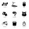 Sport dumbbell icons set, simple style