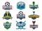 Sport emblem. Super star world cup competition badges logos and vector sticker