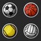 Sport equipment set 3d icons, collection balls football, volleyball, basketball, tennis round shapes symbols