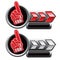 Sport fan hand on red and white arrow nameplates