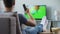 Sport fan watching recording of missed soccer match, modern smart tv technology