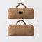 Sport fashion bag of brown color with handles isolated at the white background.Highly detailed texture materials in square