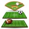 Sport field, ball and design elements. Football, rugby, baseball