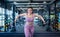 Sport fitness athlete woman with sportwear training weightless equipment at gym for bodybuilding healthy lifestyle concept.