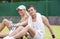 Sport and Fitness Concepts: Happy Caucasian Couple In Tennis Gea