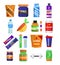 Sport and fitness nutrition and dietary supplements vector flat icons