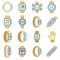Sport fitness tracker icon set vector color