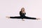 sport fitness woman, young healthy woman doing stretching exercises, full length portrait  over white background