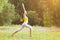 Sport, fitness, yoga - concept, woman doing exercise outdoors