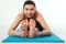 Sport. Fitness Yoga woman. Beautiful middle-aged woman doing yoga poses. Concept people are workout in yoga, training in