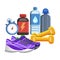 Sport flat icons, jogging and fitness kit elements.