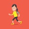 Sport Friendly Smiling Female Character Standing And Running With Smartphone