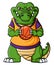 sport funny crocodile playing basketball