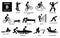 Sport games alphabet B vector icons pictogram.