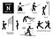 Sport games alphabet N vector icons pictogram.