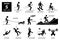 Sport games alphabet S vector icons pictogram.