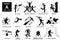 Sport games alphabet A vector icons pictogram.