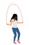 Sport girl skipping with jump rope vector isolated. fitness instructor. Sport exercising and lifestyle concept. Athlete woman.