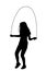 Sport girl skipping with jump rope vector silhouette isolated. fitness instructor. Sport exercising and lifestyle concept. Athlete