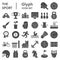 Sport glyph icon set, sport equipment symbols collection, vector sketches, logo illustrations, game signs solid