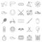 Sport on the grass icons set, outline style