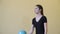 Sport gymnastics calisthenics ball exercise girl