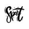 Sport hand drawn vector lettering. Fast logo auto rally.