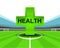 Sport health icon in the midfield of football stadium vector