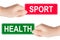 Sport and Health traffic sign in the hand