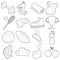 Sport items icons set, outline style