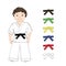 Sport karate boy and colored belts
