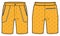 Sport knitted Shorts design flat sketch vector illustration, Casual shorts concept with front and back view, printed bermuda