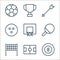 sport line icons. linear set. quality vector line set such as billiard, football field, net, racket, basketball, bowling, archery