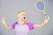 Sport for maintaining health. Woman hold tennis racket in hand. Tennis club concept. Tennis sport and entertainment