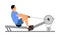 Sport man doing Seated Cable Row in gym illustration. Low cable pulley row seated. Fitness instructor demonstration.