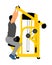 Sport man exercises in gym on fitness machine  isolated on white background. Multi functional gym equipment. Pressure chest